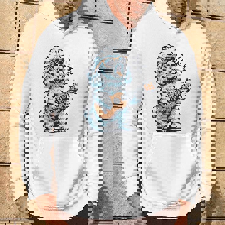 ギターを弾く犬 マルチーズプードル 面白い落書き パーカー ライフスタイル