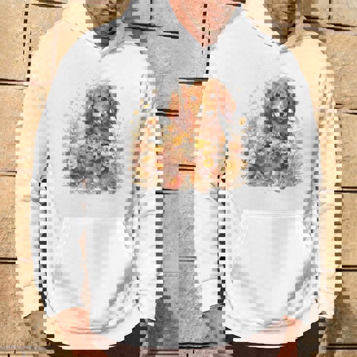 クリーム色の花のダックスフント 愛らしいミニドキシー犬 パーカー ライフスタイル