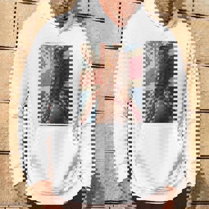 セクシーガールグラフィックtシャツ 「ホットピンナップガール&イギリスの旗」 長袖tシャツ パーカー ライフスタイル