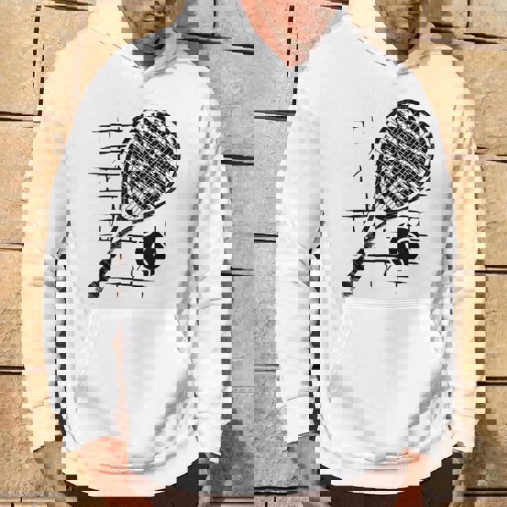 テニスラケット ボール シルエット 面白い スポーツ選手 コーチファン パーカー ライフスタイル