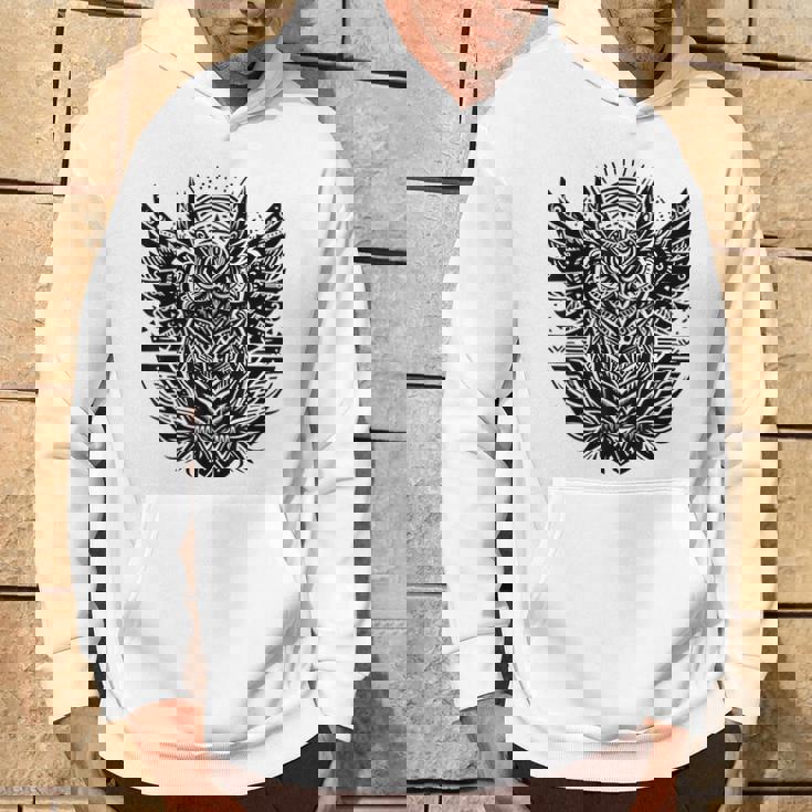 トライバル グレートフクロウ トーテム タトゥー 幾何学模様 パーカー ライフスタイル