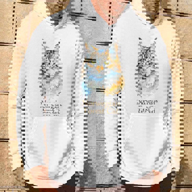 ノルウェージャンフォレストキャット 水彩画ポートレート2 パーカー ライフスタイル