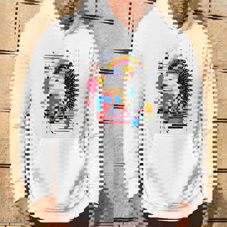 ハリネズミ アート 幾何学 動物 抽象 グラフィック ハリネズミ パーカー ライフスタイル