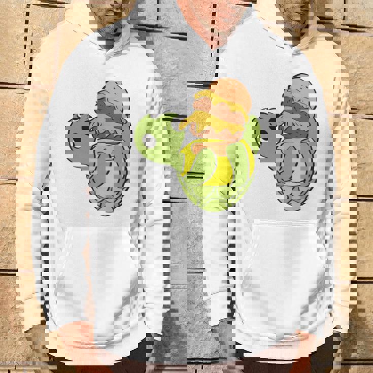 ハンバーガーを食べるかわいいカメ 面白いハンバーガー 長袖tシャツ パーカー ライフスタイル