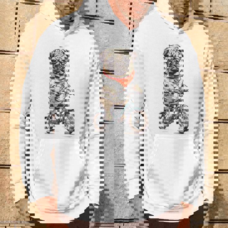 パグ いぬ イラスト パグ好き 犬好き 自転車 かわいい おもしろ レトロ かっこいい パーカー ライフスタイル