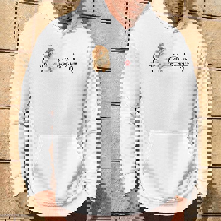 ポメラニアン Ekg ハートビートハートライン 肉球プリント パーカー ライフスタイル