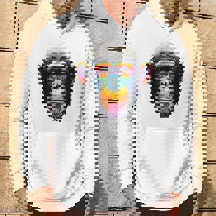 マルチカラー アート カラフル チンパンジー パーカー ライフスタイル