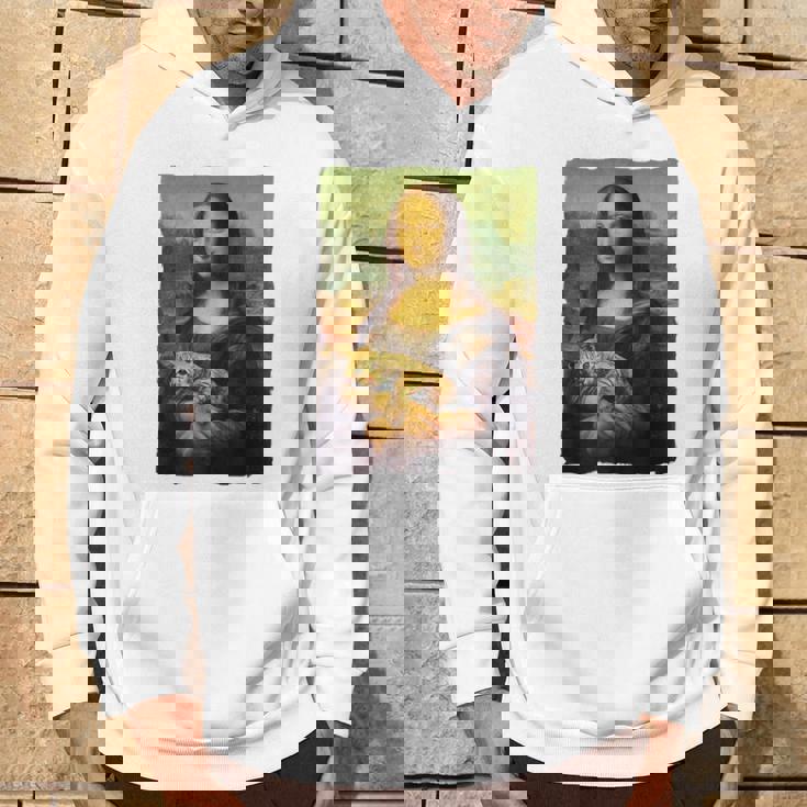 モナ・リザとオレンジ色の猫 面白いアートの絵 パーカー ライフスタイル