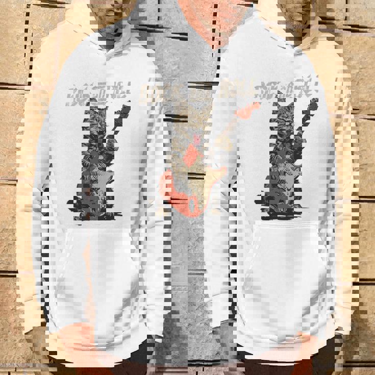 ロックンロール ギター 猫 ビンテージ Rock ギタリスト 猫 長袖tシャツ パーカー ライフスタイル