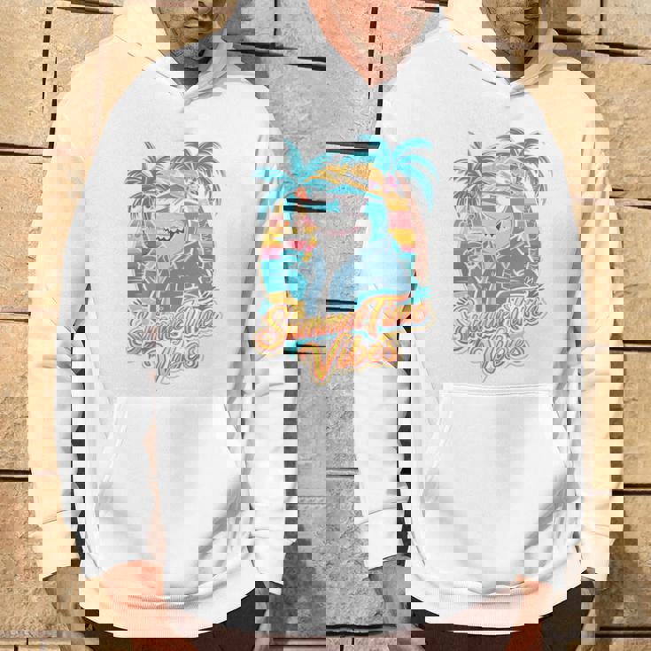 夏休み サメ ビーチ トロピカル サンセット ヤシの木 長袖tシャツ パーカー ライフスタイル