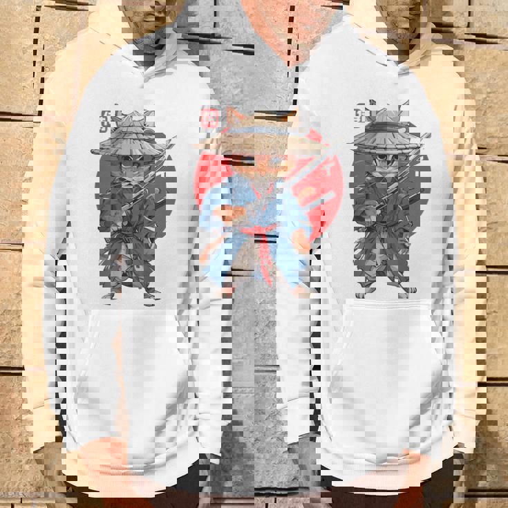 日本の侍 猫戦士 浮世侍 バックプリント パーカー ライフスタイル