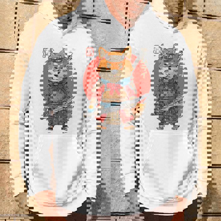 日本の侍犬 柴戦士 浮世サムライ バックプリント パーカー ライフスタイル