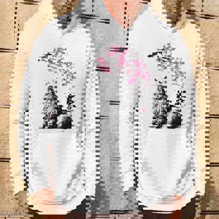 日本美術 メインクーン 猫 桜 桜 パーカー ライフスタイル