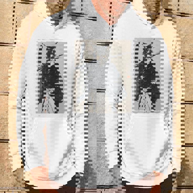 日本美術 猫 忍者 浮世絵 アニメ風 侍猫 長袖tシャツ パーカー ライフスタイル