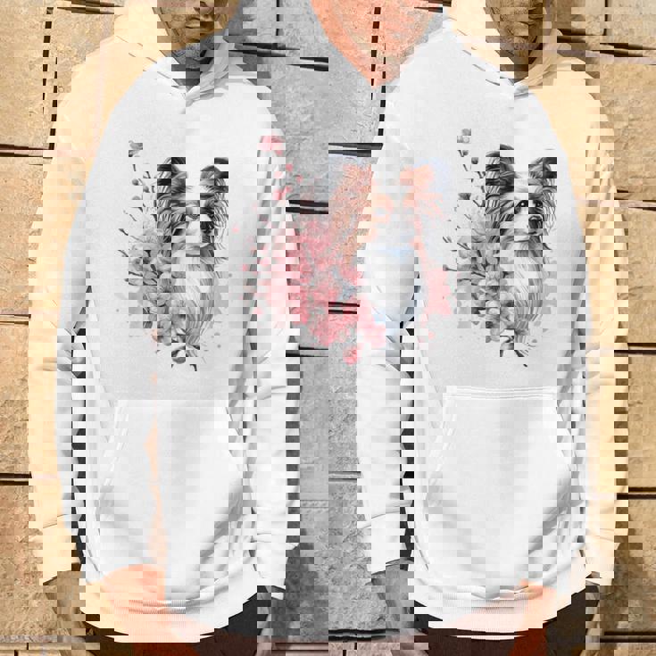 桜 水彩パピヨン パーカー ライフスタイル