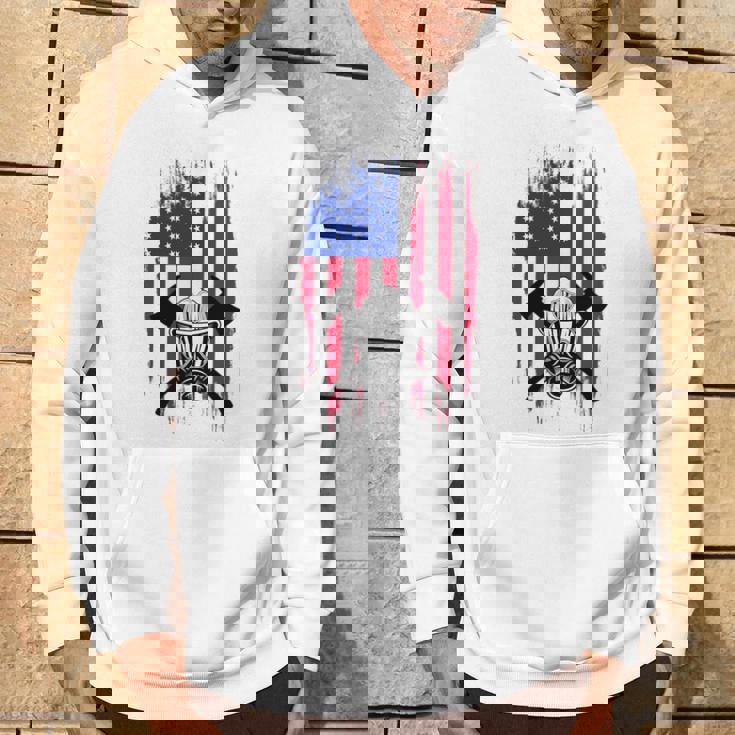 消防士 アメリカ国旗 7月4日 男性 お父さん 消防士 長袖tシャツ パーカー ライフスタイル