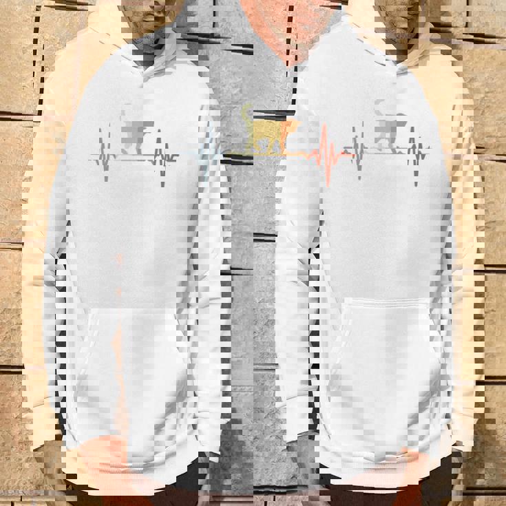 猫心電図心拍オールドスクールルックアニマル 長袖tシャツ パーカー ライフスタイル