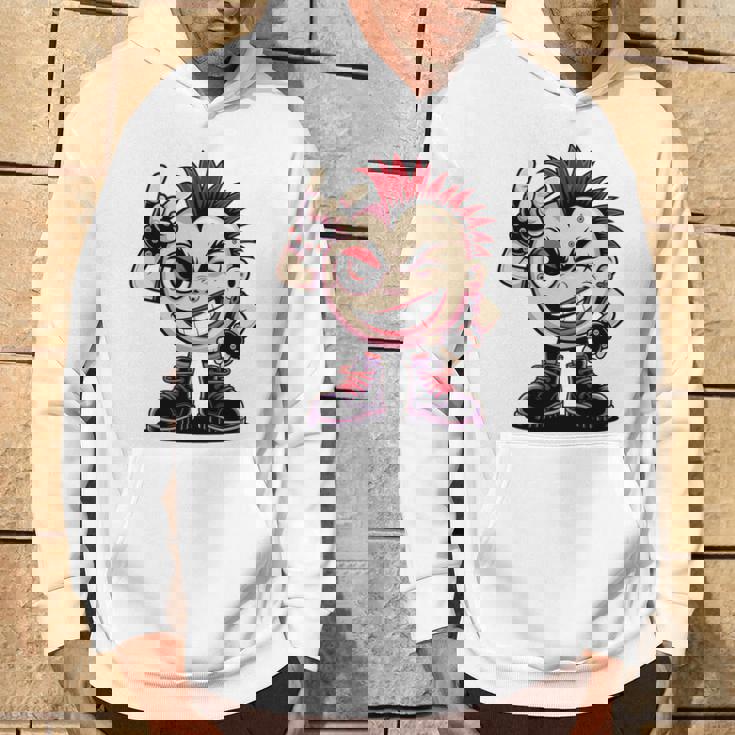 生意気なパンクロックロッカー イロとブーツ付き 面白いパンク 長袖tシャツ パーカー ライフスタイル