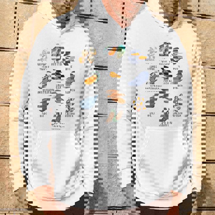 異なる種類のムール貝の品種コレクション、かわいいムール貝が大好き パーカー ライフスタイル