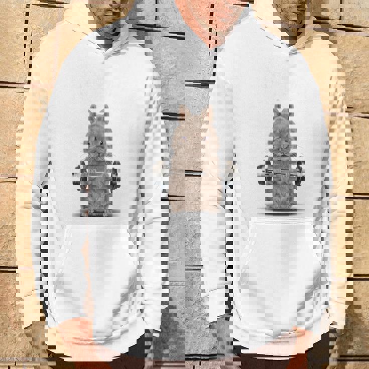 筋トレ ジム やる気がないなら家に帰れ ネザーランドドワーフ ウサギ ベージュ パーカー ライフスタイル