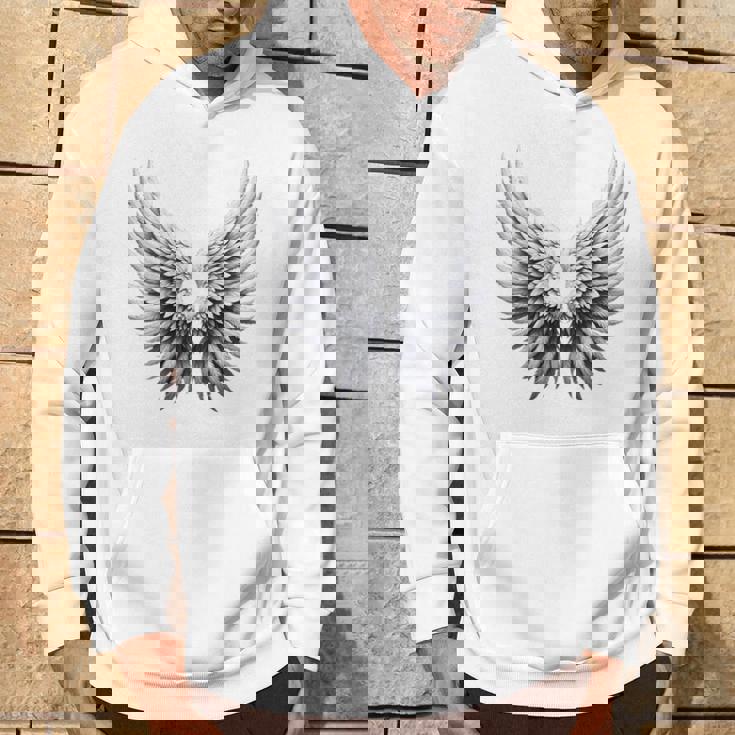 背中には白い天使の羽 パーカー ライフスタイル