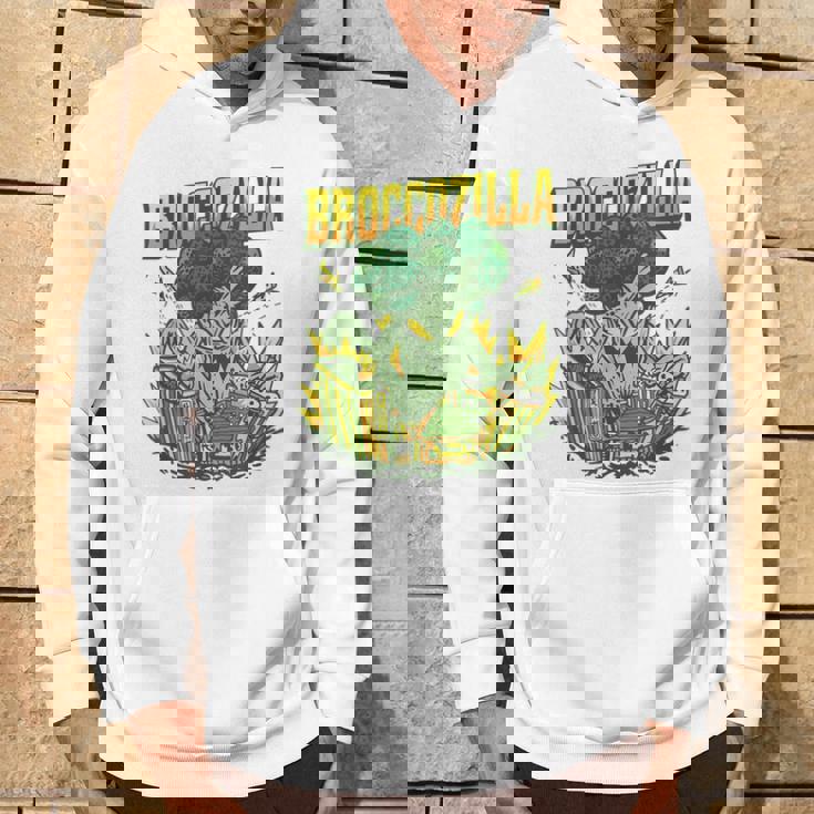 都市を攻撃する巨大なブロッコリーモンスター面白いブロッコリー パーカー ライフスタイル