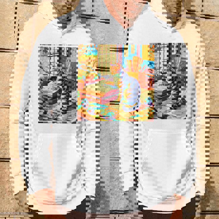 面白いtシャツ 猫 ネコ 読書 勉強 メンズ 猫好き グッズ おもしろ 面白い 服 ネタ 猫の下僕 浮世絵 長袖tシャツ パーカー ライフスタイル