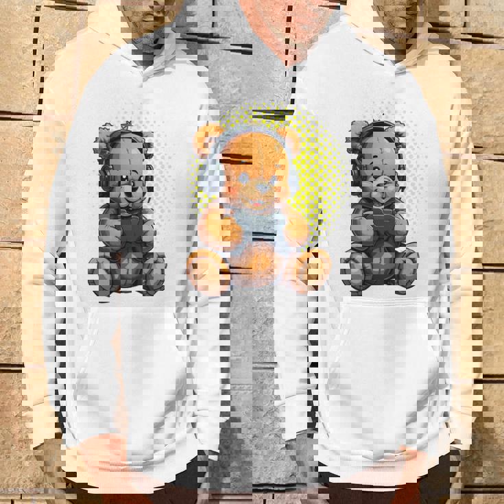 面白いゲームテディホールディングビデオゲームコントローラー。 長袖tシャツ パーカー ライフスタイル