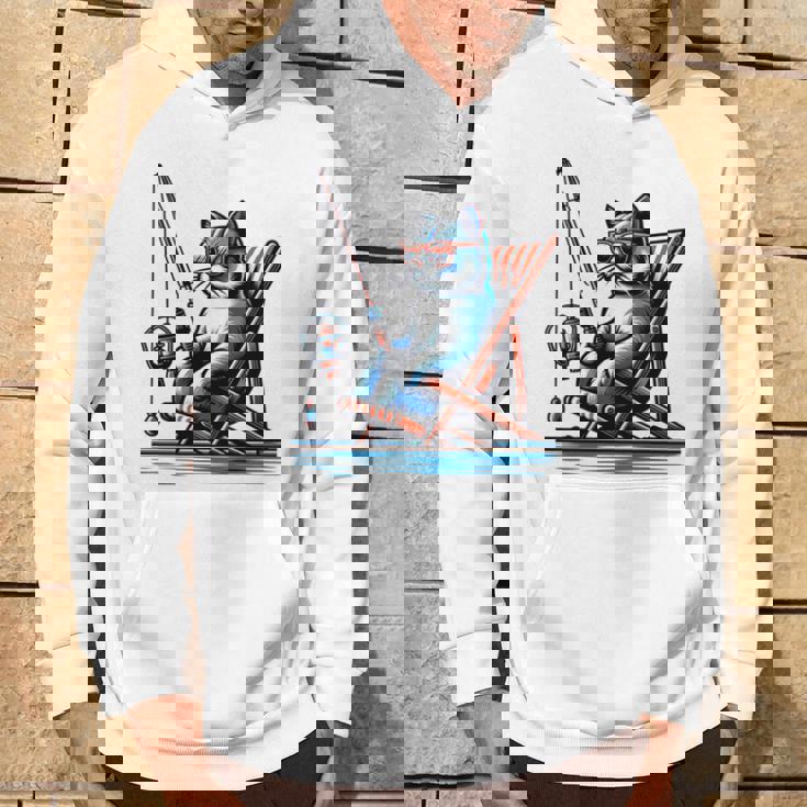 面白い釣り猫ロッドとリール Lets Go 釣り 猫釣り 長袖tシャツ パーカー ライフスタイル