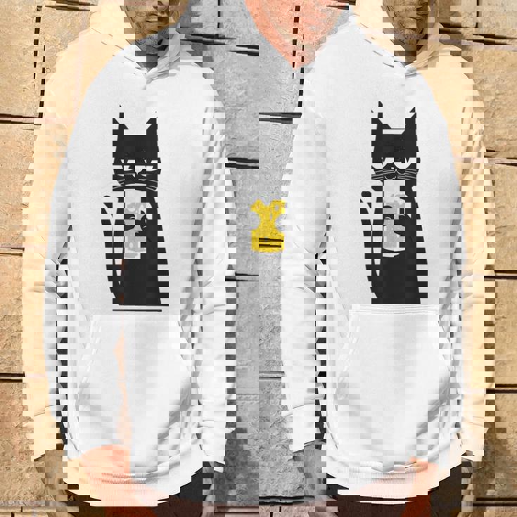 面白い黒猫はビールが大好きおもしろいビール好き パーカー ライフスタイル