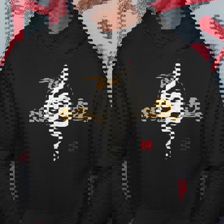 2025年、巳年、蛇、和風、白蛇デザイン パーカー 面白い贈り物