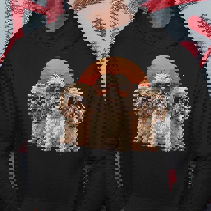 3匹のかわいい犬 ラサ・アプソ シーズー クール サングラス付き パーカー 面白い贈り物