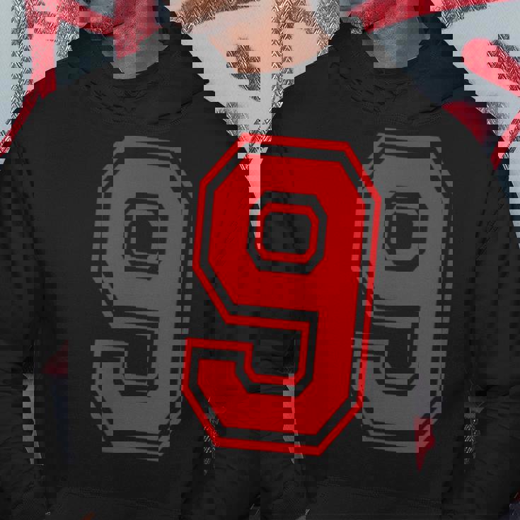 9番のスポーツスタイル。赤。 パーカー 面白い贈り物
