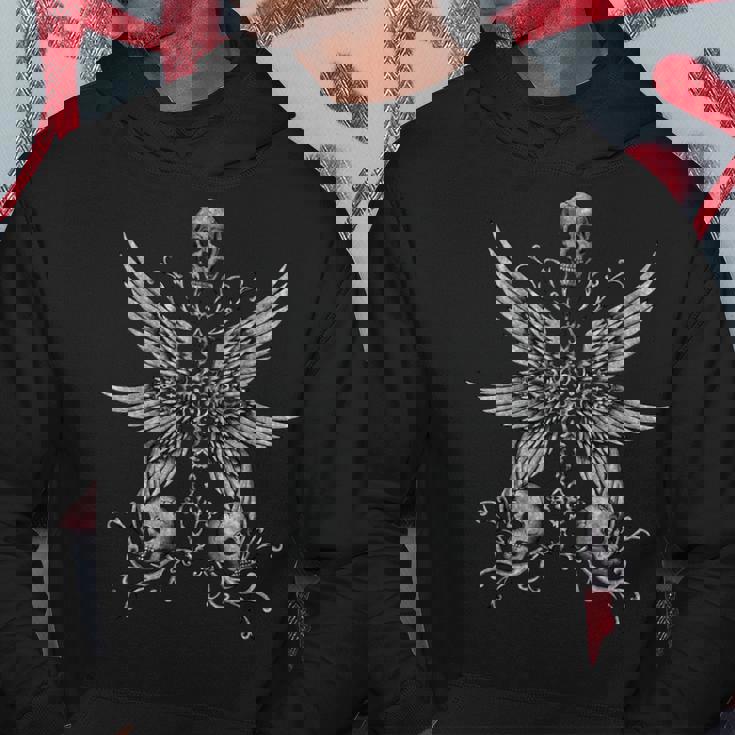 Alt Cross ゴシック スカル 聖書的に正確な大天使の翼 パーカー 面白い贈り物
