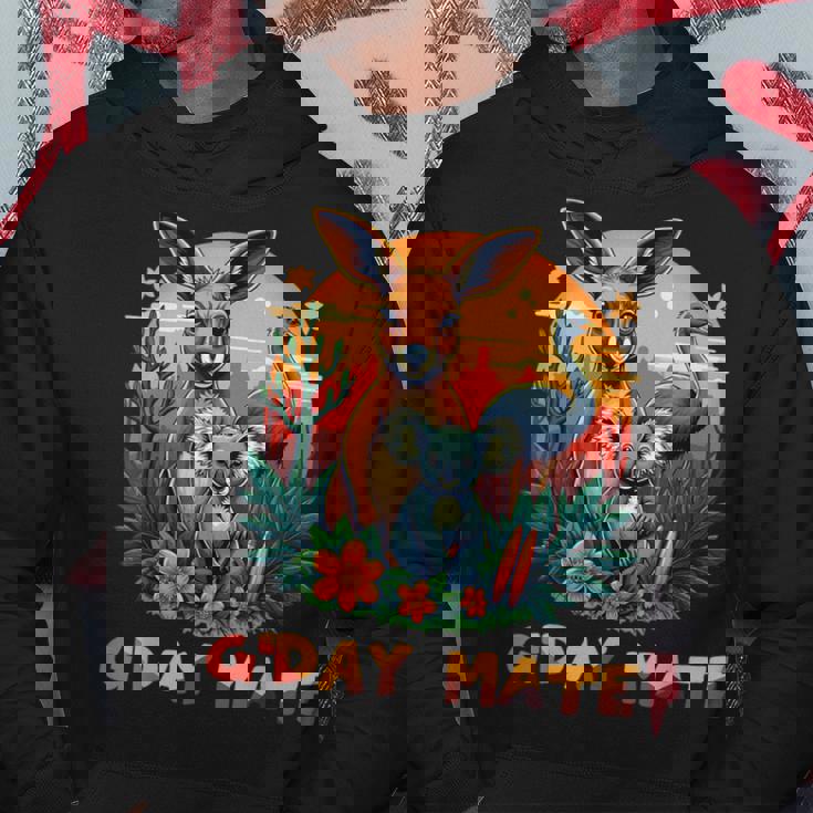 Australia G'day Mate And Aussie Animals Kangaroo Koala Emu パーカー 面白い贈り物