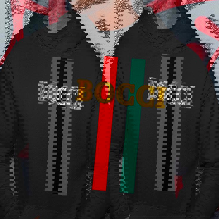 Bocci ぼっち《フェイクゴールド ロゴ》緑 赤 ライン【変なデザイン屋さん】陰キャ オタク ブランド パロディ 面白 パーカー 面白い贈り物