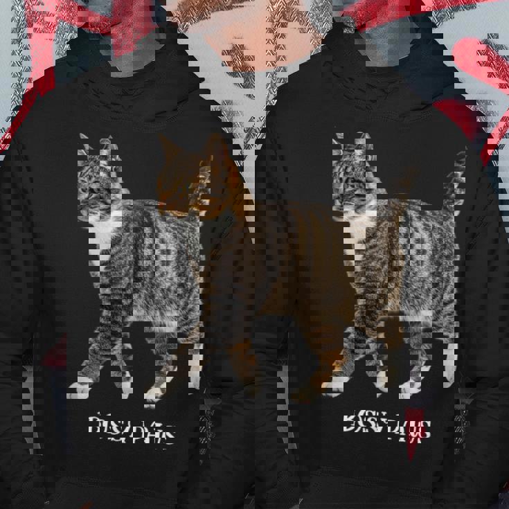 Bossy Paws 猫好き キジトラ白 猫ネタ 猫しもべ ツンデレ 猫飼い 猫オーナー 猫依存症 おもしろ パーカー 面白い贈り物