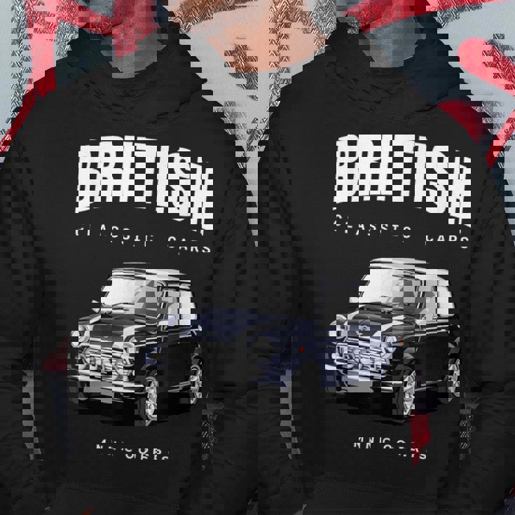 British Classic Car ダークブルー ミニスポーツカー パーカー 面白い贈り物