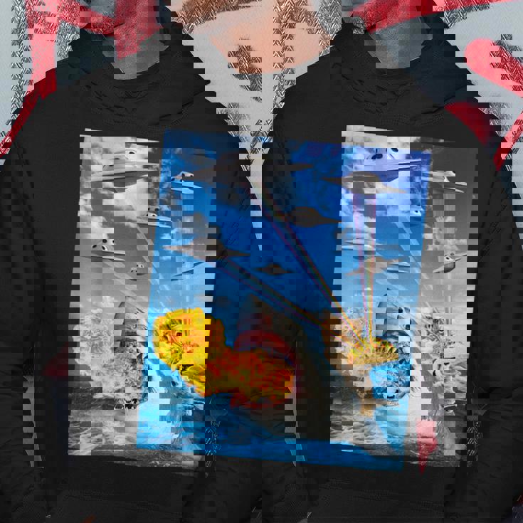 Cat Riding Fire Breathehark レインボー レーザー タコス パーカー 面白い贈り物