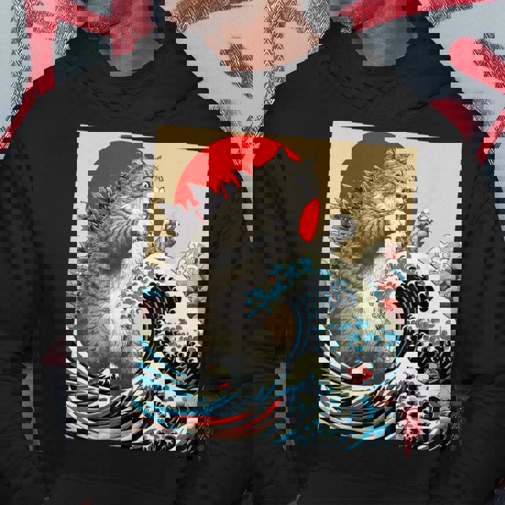 Catzilla 猫日本美術面白い猫 パーカー 面白い贈り物