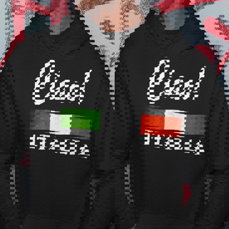 Ciao Italia トリコロールグリーン 白と赤 イタリア国旗 イタリア パーカー 面白い贈り物