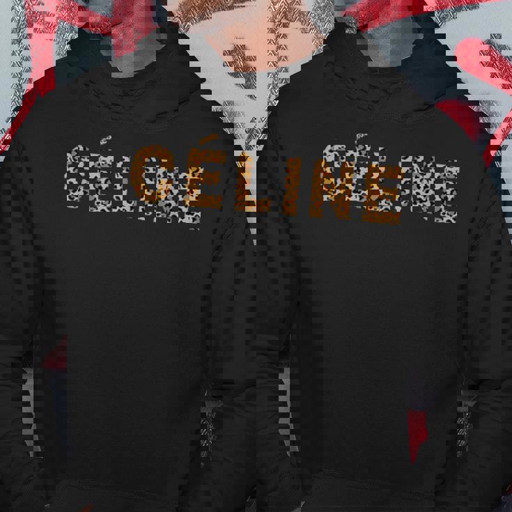 Céline レオパード こんにちは私の名前は、名です パーカー 面白い贈り物