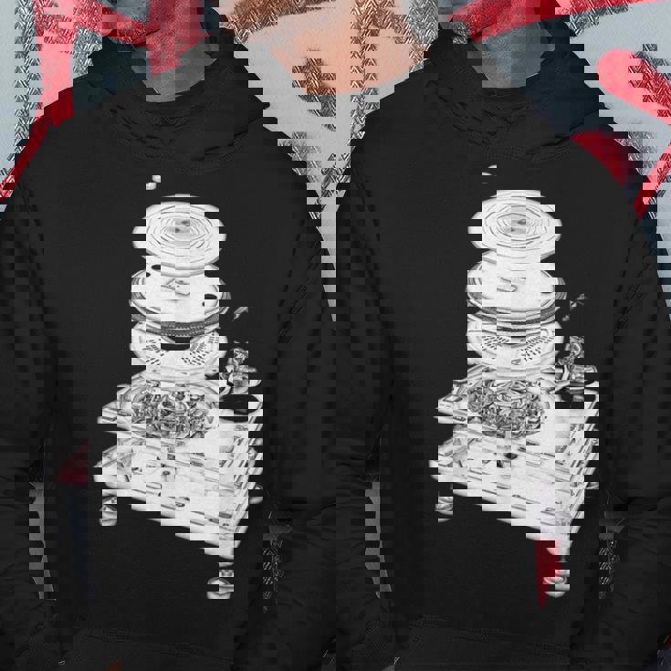 Dj Turntable 1210 Mk2 Exploded Blueprint パーカー 面白い贈り物