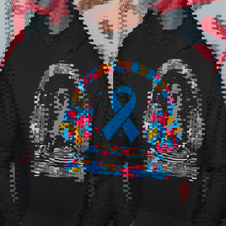 Dj ヘッドフォン パズル 自閉症啓発 自閉症 レディース メンズ パーカー 面白い贈り物