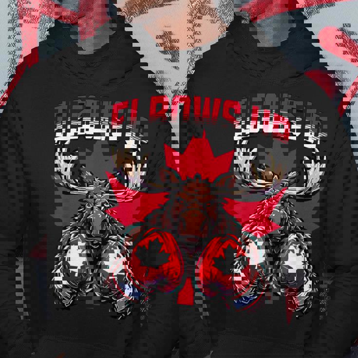 Elbows Up Canada ボクシング ムース メープルリーフ カナダの誇り パーカー 面白い贈り物