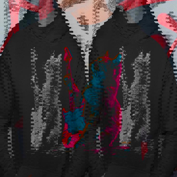 Feline Groove ロックギター 猫デザイン 音楽愛好家向け パーカー 面白い贈り物