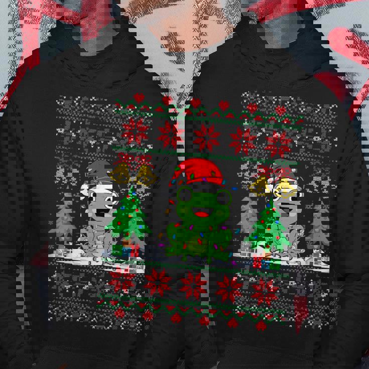 Frog Wearinganta Hat Christmas Lights Xmas Frog パーカー 面白い贈り物