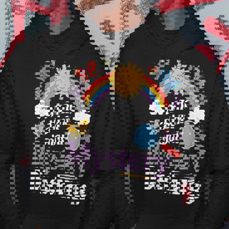 Ask Me About My Mystery Discharge アダルトユーモアジョーク パーカー 面白い贈り物