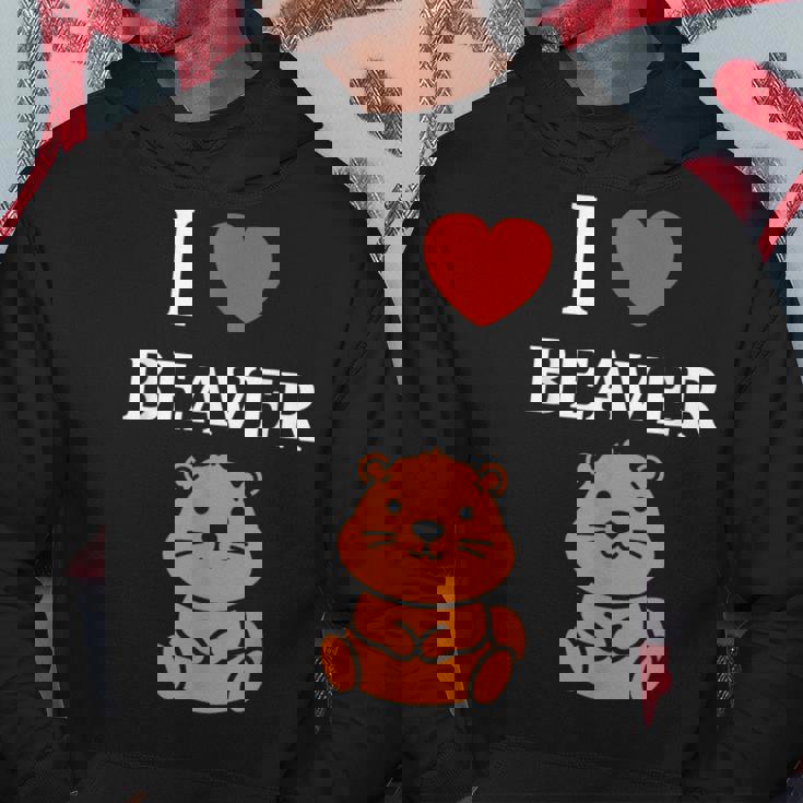 Baby Beavers Minimalist Cute I Love Beaver パーカー 面白い贈り物
