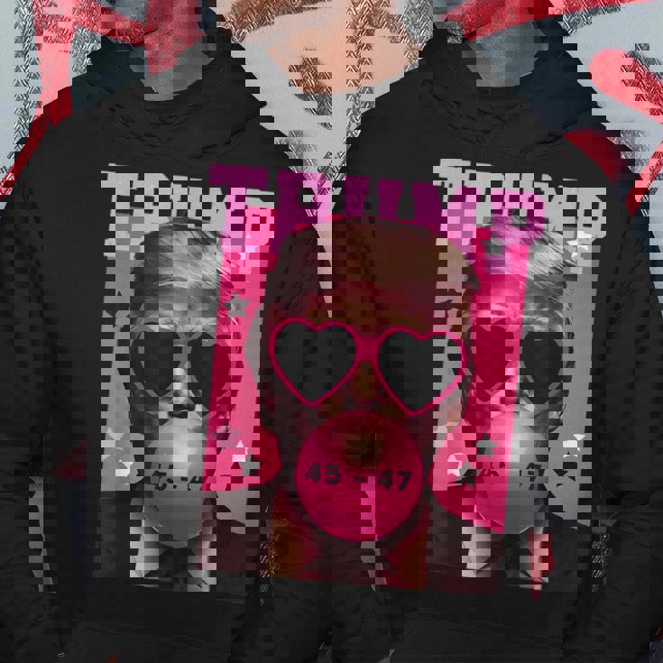 Trump 2024 メガネ&バブルガム ピンク パーカー 面白い贈り物